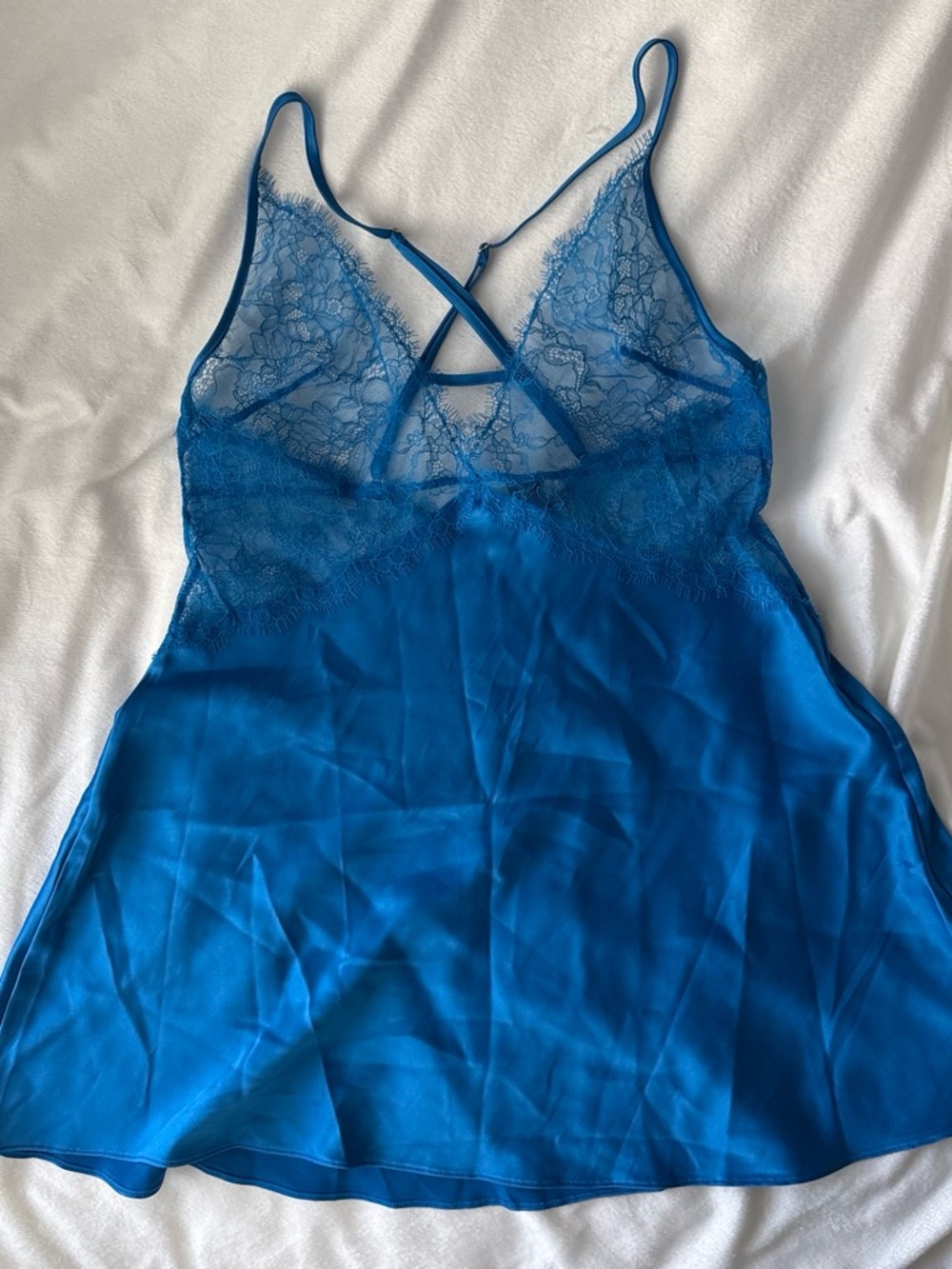 Victorias Secret Teal Blue Slip Dress Nightie Size M